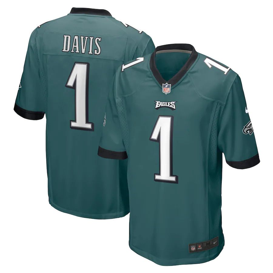 Men Philadelphia Eagles #1 Jordan Davis Nike Midnight Green 2022 NFL Draft First Round Pick Game Jersey->philadelphia eagles->NFL Jersey